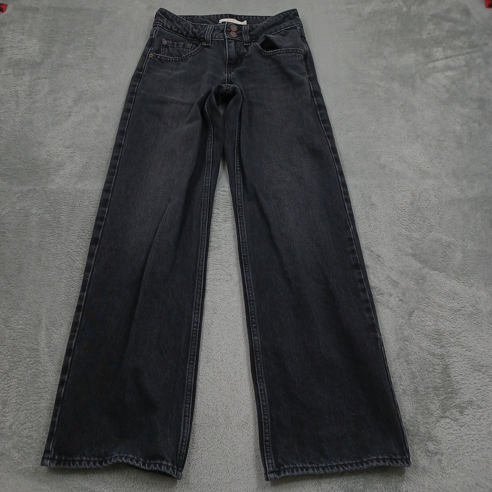Levis Jeans Womens 24 Black Denim Superlow Low Rise Straight Cotton Casual